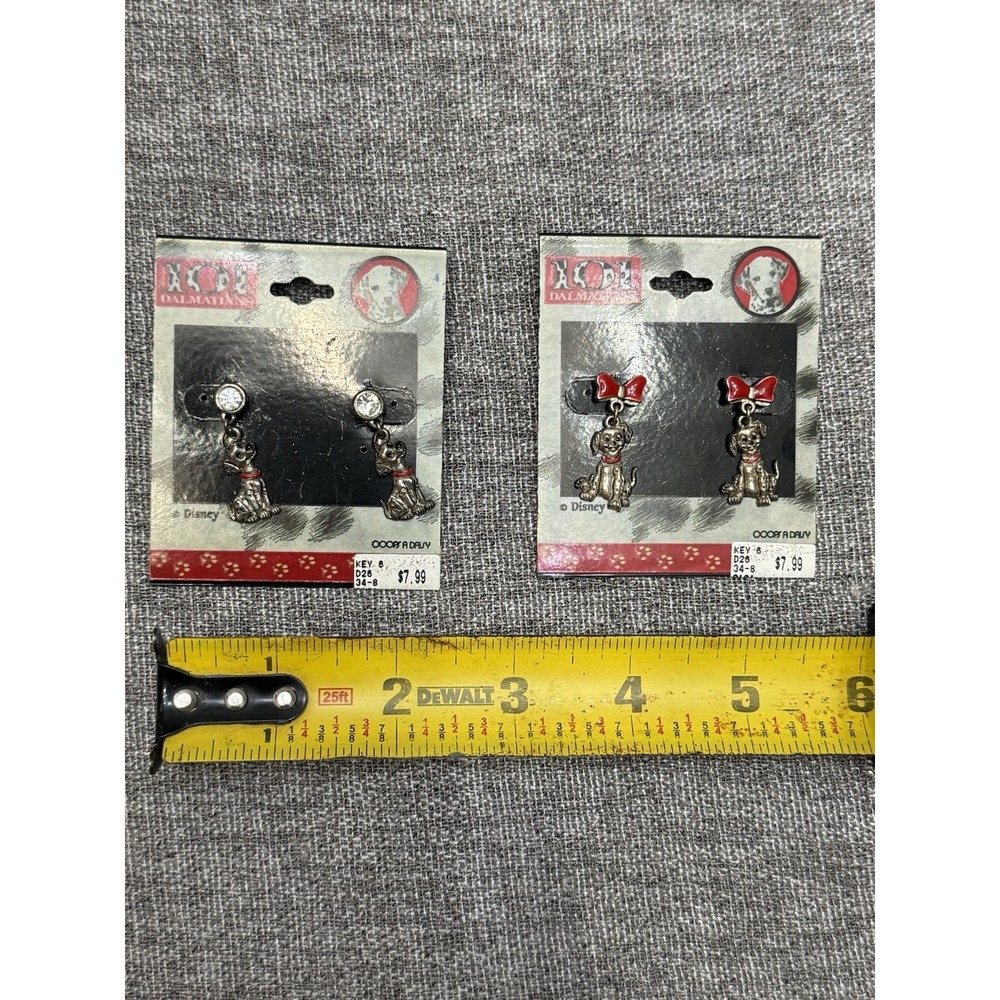 2 Vintage New 101 Dalmatians 1990s Girls Dalmatian Earrings Dangle Pierced Ears
